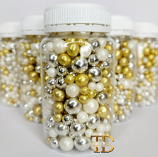 Dekorativne perle I - MIX SREBRNO - ZLATNI 100g